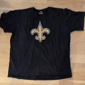 Saints Reebok Black Tee with Gold Fleur-de-Lis